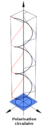 Représentation spatiale d'une onde lors d'une polarisation circulaire